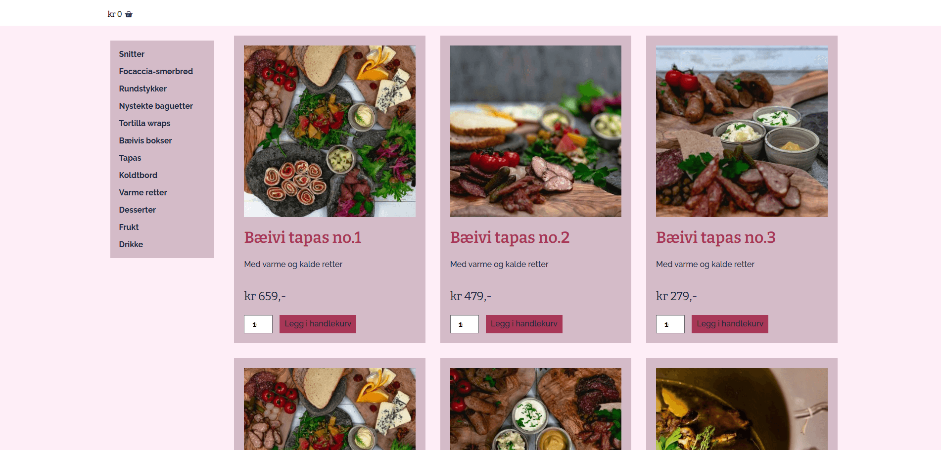 Bilde som viser catering løsningen til Bæivi AS