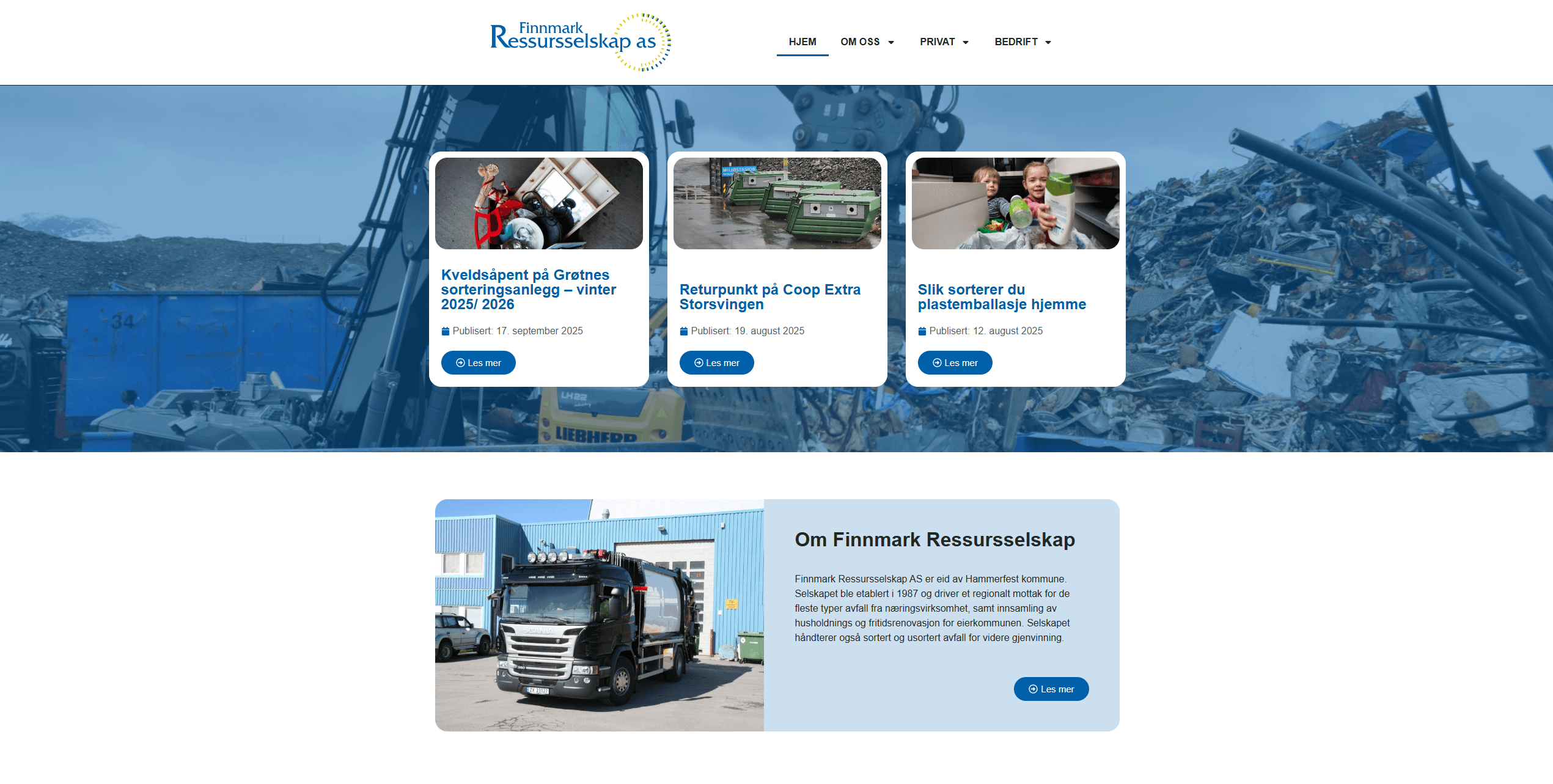 Bilde av nettsiden til Finnmark Ressursselskap